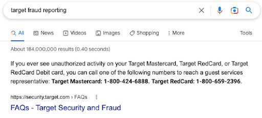 Target Fraud Reporting